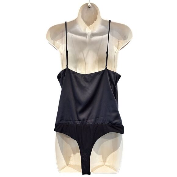 Night Night JONATHAN SIMKHAI Mila Wrap Front Bodysuit In Black NWT Size Large - Picture 3 of 10